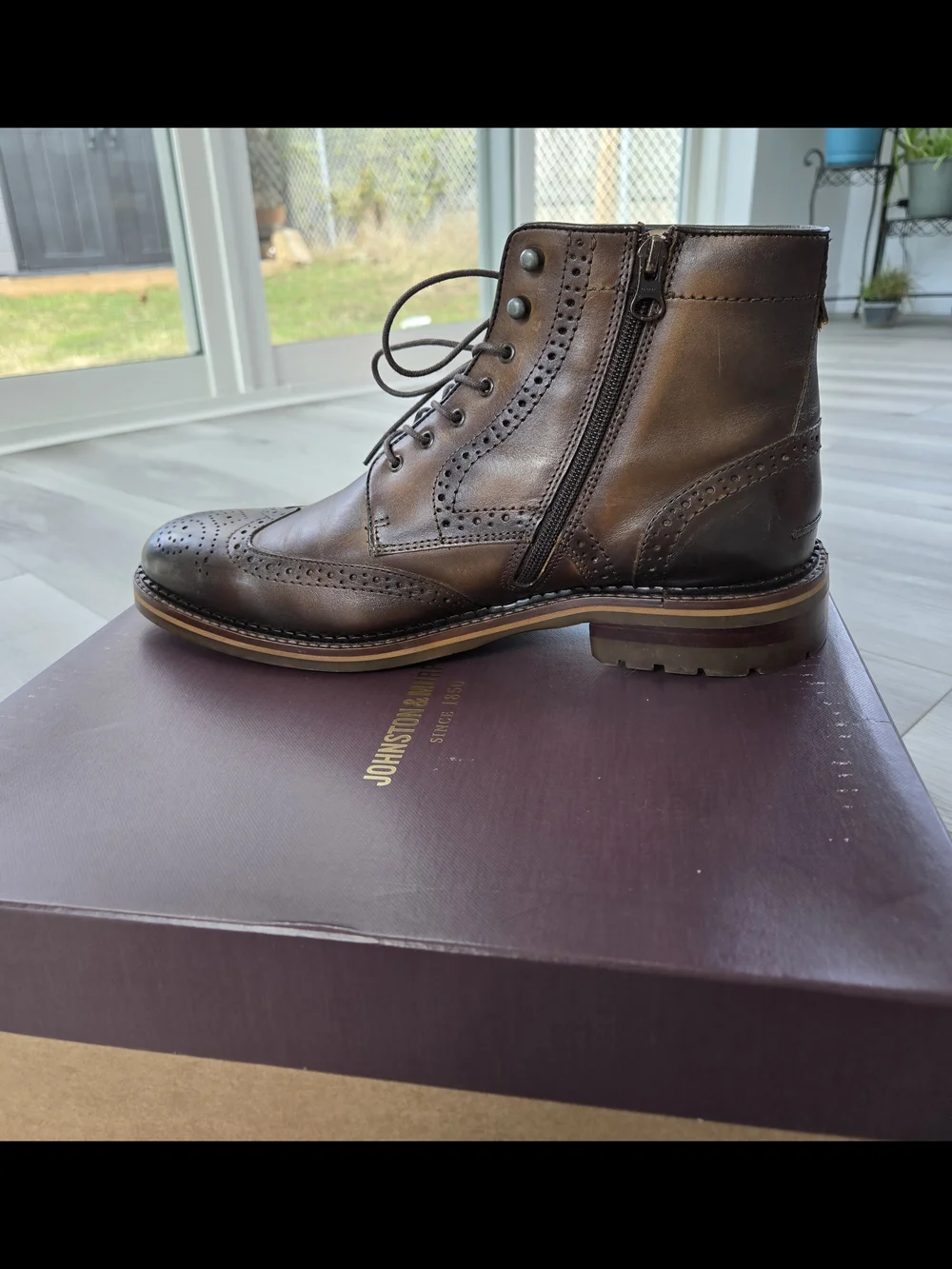 Johnston & Murphy Men’s Wingtip Oxford Boots – Size 12 (Regular) – Like New - Picture 8 of 14